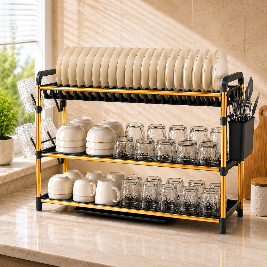 مجفف ومنظم الأواني الفاخر  - التوصيل مجاني